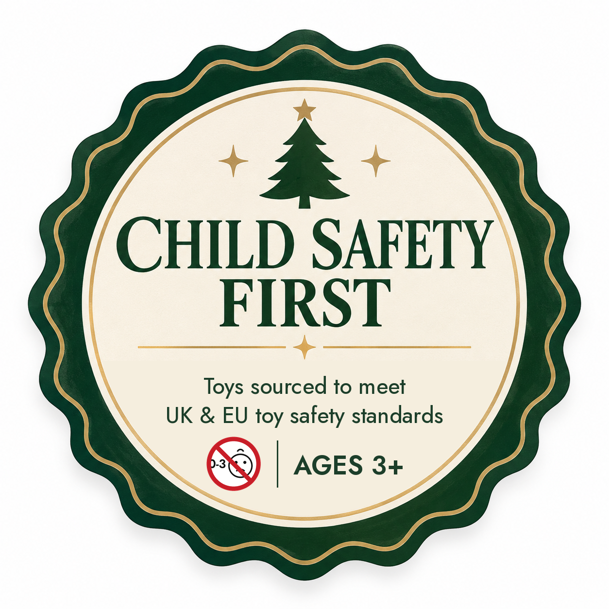 Child safety first – toys sourced to meet UK and EU toy safety standards, ages 3+
